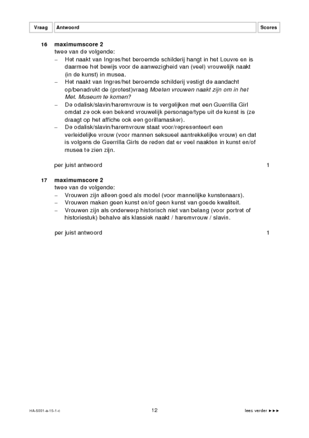 Correctievoorschrift examen HAVO tekenen, handenarbeid en textiele werkvormen 2015, tijdvak 1. Pagina 12