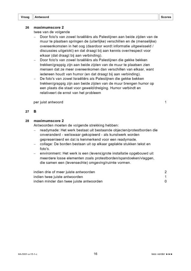 Correctievoorschrift examen HAVO tekenen, handenarbeid en textiele werkvormen 2015, tijdvak 1. Pagina 16