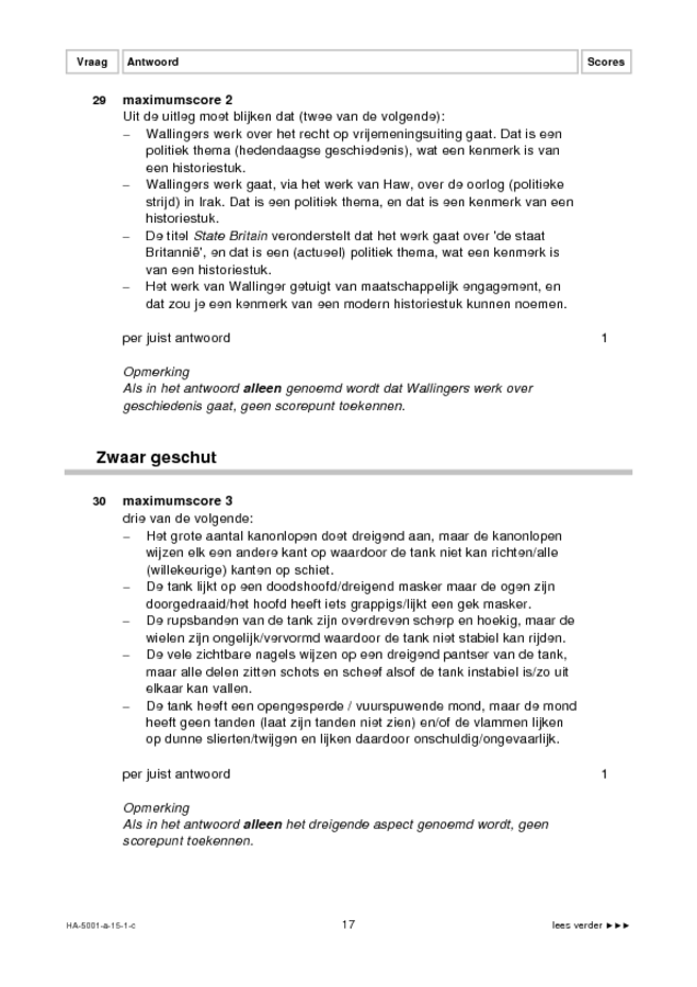 Correctievoorschrift examen HAVO tekenen, handenarbeid en textiele werkvormen 2015, tijdvak 1. Pagina 17