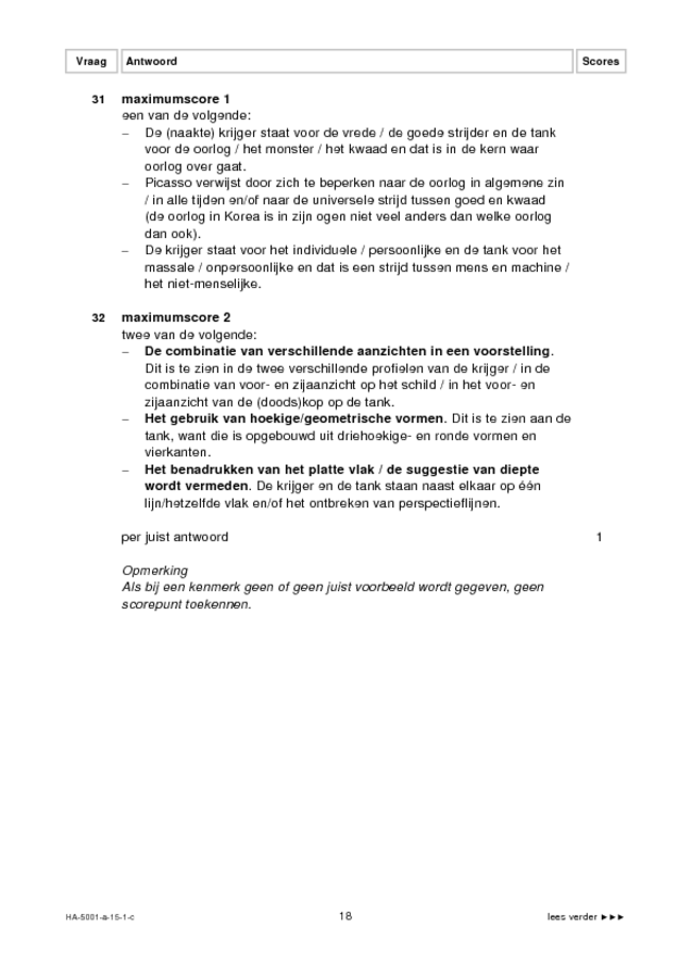 Correctievoorschrift examen HAVO tekenen, handenarbeid en textiele werkvormen 2015, tijdvak 1. Pagina 18