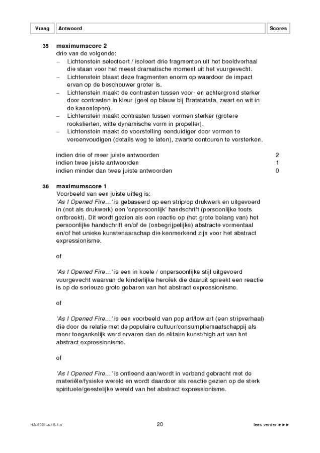 Correctievoorschrift examen HAVO tekenen, handenarbeid en textiele werkvormen 2015, tijdvak 1. Pagina 20