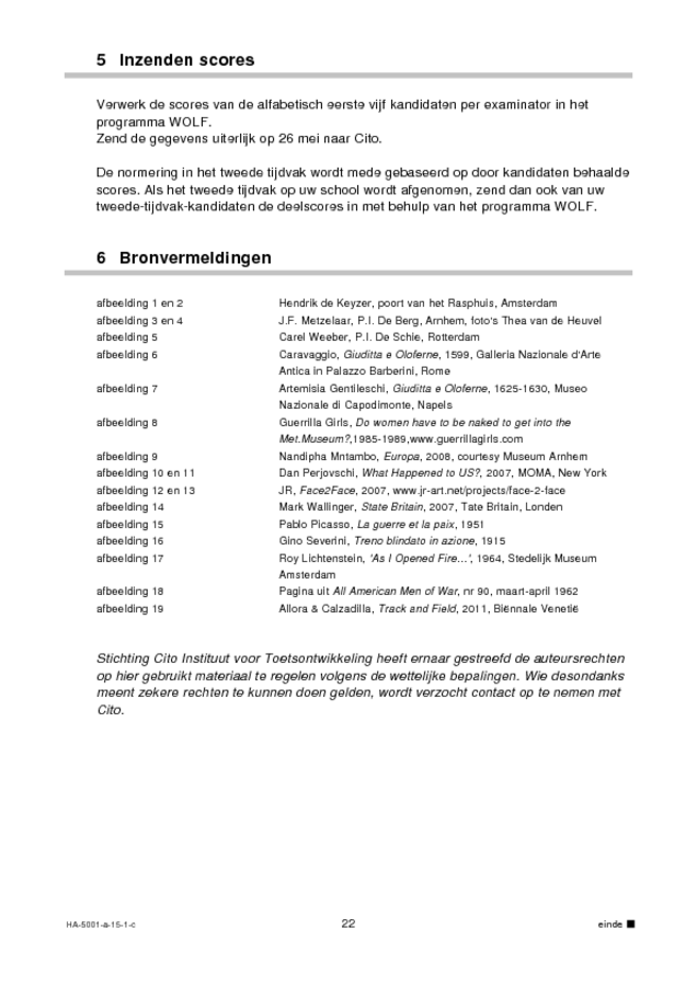 Correctievoorschrift examen HAVO tekenen, handenarbeid en textiele werkvormen 2015, tijdvak 1. Pagina 22