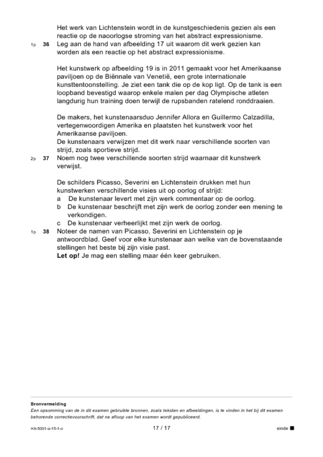 Opgaven examen HAVO tekenen, handenarbeid en textiele werkvormen 2015, tijdvak 1. Pagina 17