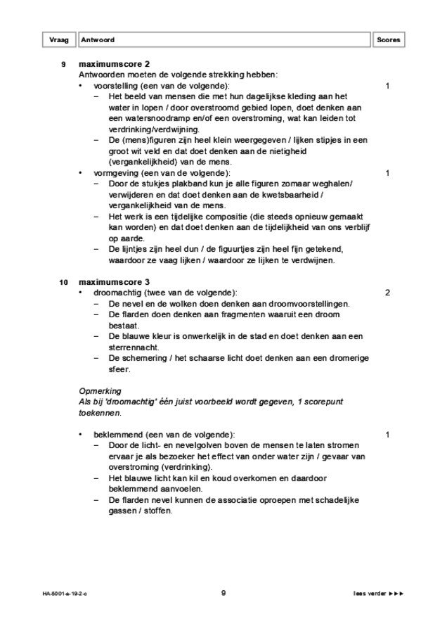 Correctievoorschrift examen HAVO tekenen, handenarbeid en textiele werkvormen 2019, tijdvak 2. Pagina 9