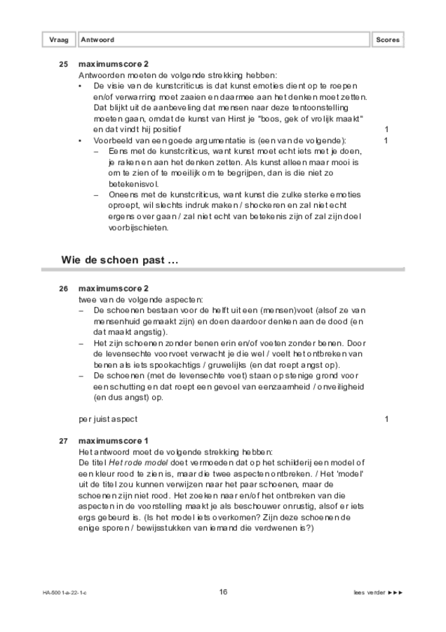 Correctievoorschrift examen HAVO tekenen, handenarbeid en textiele werkvormen 2022, tijdvak 1. Pagina 16