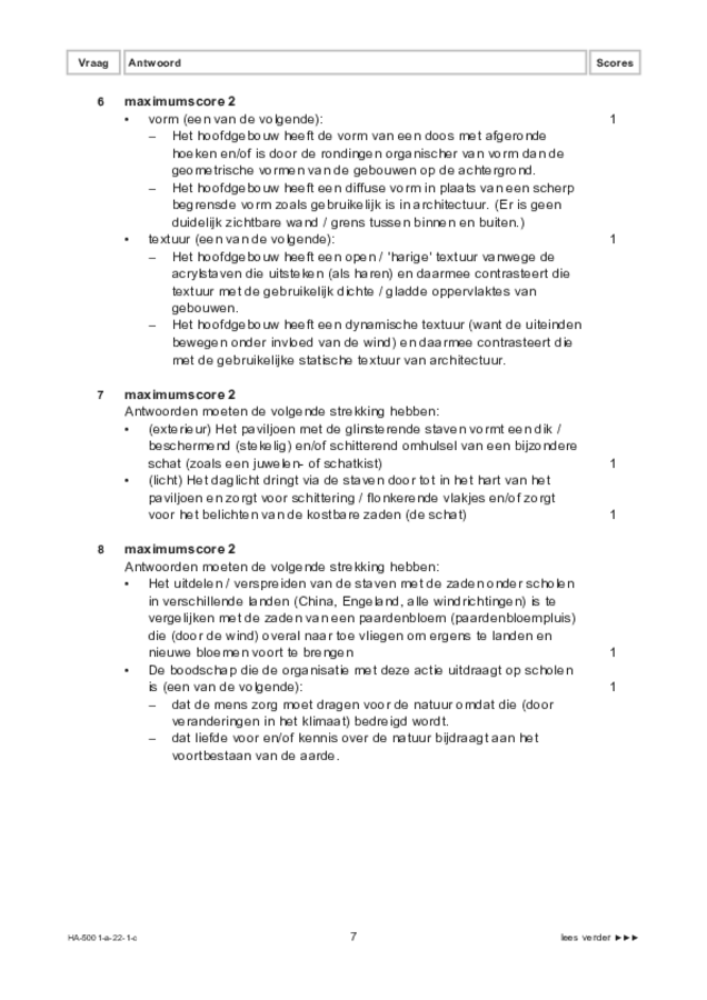 Correctievoorschrift examen HAVO tekenen, handenarbeid en textiele werkvormen 2022, tijdvak 1. Pagina 7