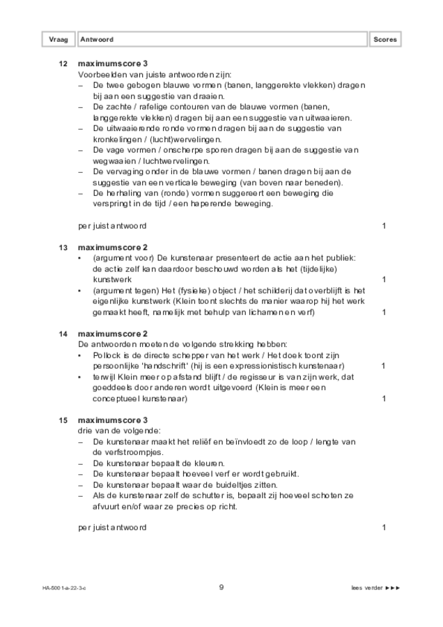 Correctievoorschrift examen HAVO tekenen, handenarbeid en textiele werkvormen 2022, tijdvak 3. Pagina 9