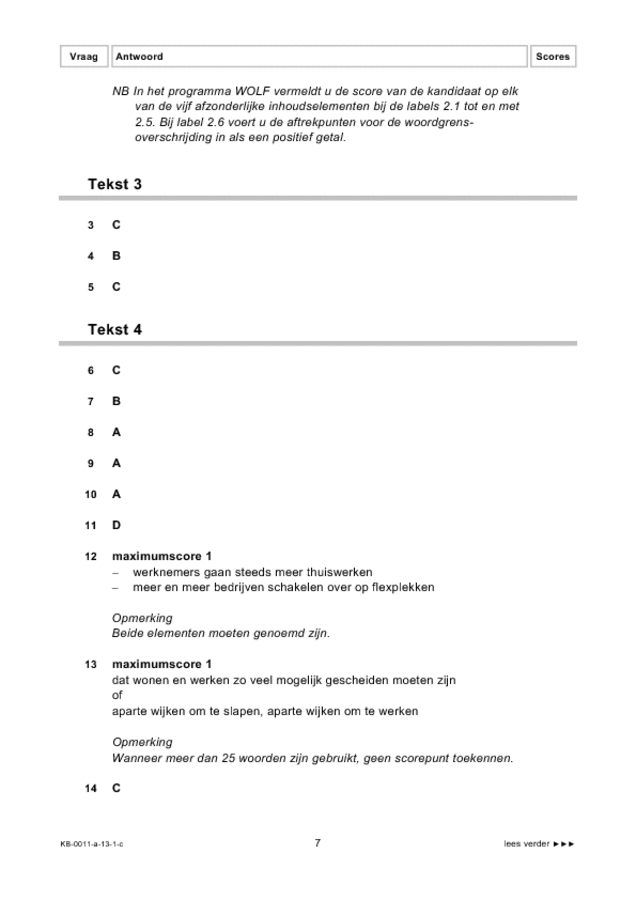 Correctievoorschrift examen VMBO KB Nederlands 2013, tijdvak 1. Pagina 7