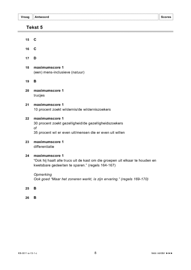 Correctievoorschrift examen VMBO KB Nederlands 2013, tijdvak 1. Pagina 8