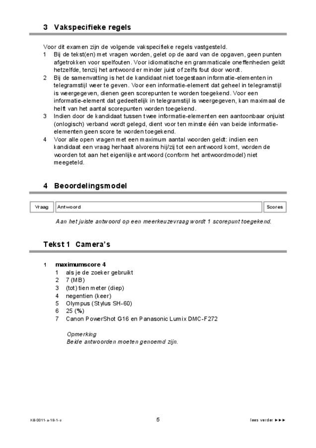 Correctievoorschrift examen VMBO KB Nederlands 2018, tijdvak 1. Pagina 5