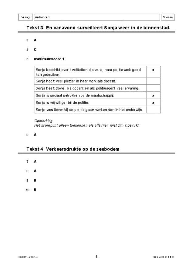 Correctievoorschrift examen VMBO KB Nederlands 2018, tijdvak 1. Pagina 8