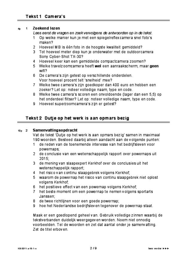 Opgaven examen VMBO KB Nederlands 2018, tijdvak 1. Pagina 2