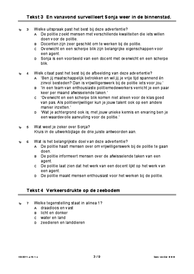 Opgaven examen VMBO KB Nederlands 2018, tijdvak 1. Pagina 3