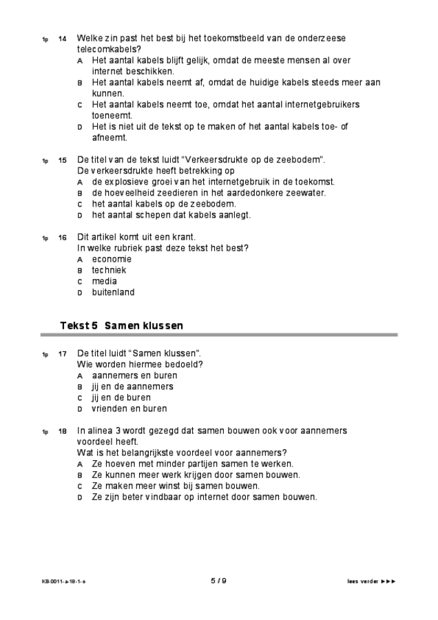 Opgaven examen VMBO KB Nederlands 2018, tijdvak 1. Pagina 5