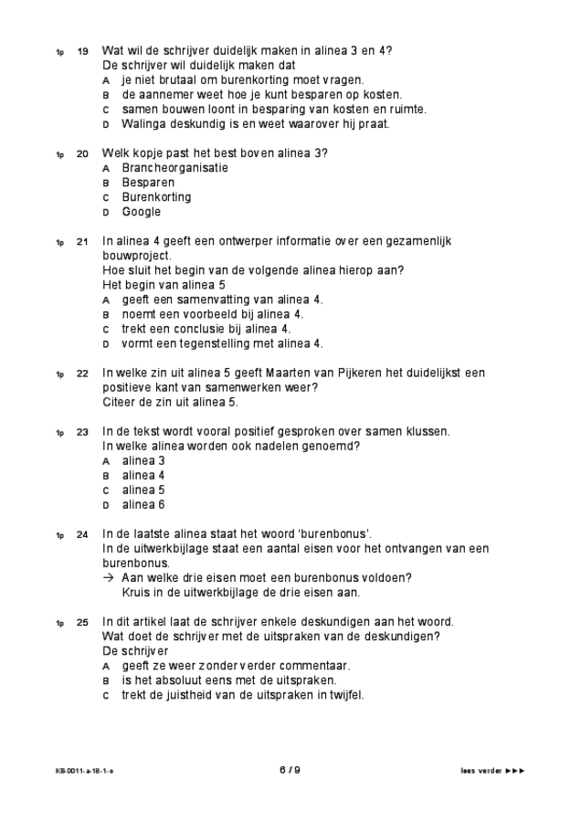 Opgaven examen VMBO KB Nederlands 2018, tijdvak 1. Pagina 6
