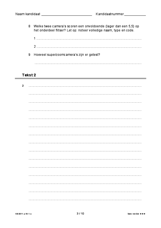 Uitwerkbijlage examen VMBO KB Nederlands 2018, tijdvak 1. Pagina 3