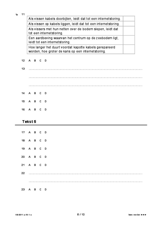 Uitwerkbijlage examen VMBO KB Nederlands 2018, tijdvak 1. Pagina 6