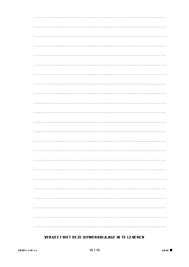 Uitwerkbijlage examen VMBO KB Nederlands 2018, tijdvak 1. Pagina 10