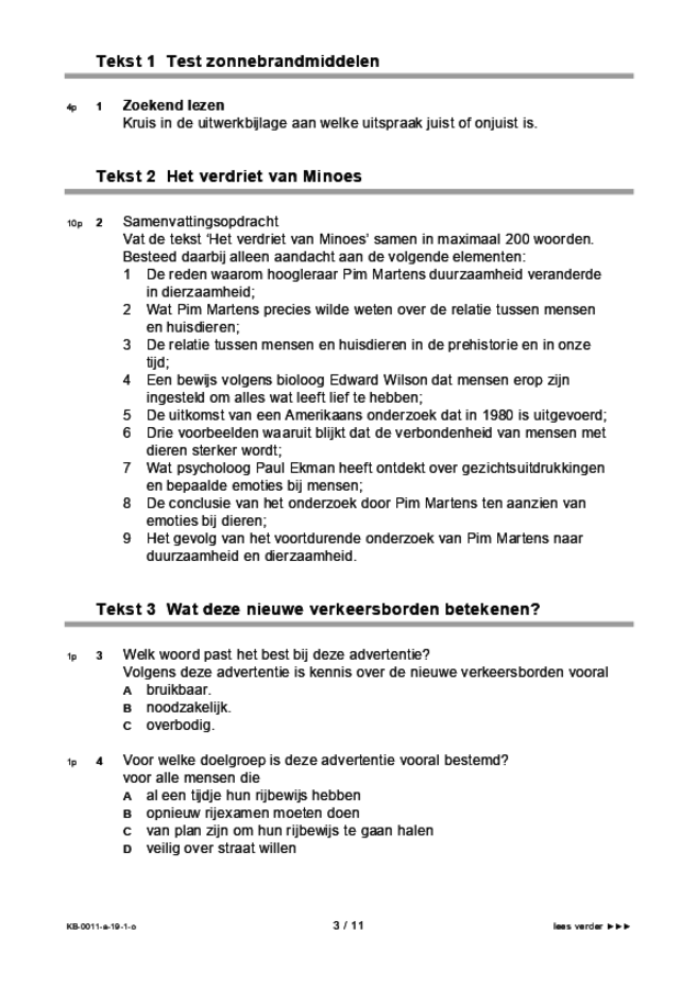 Opgaven examen VMBO KB Nederlands 2019, tijdvak 1. Pagina 3