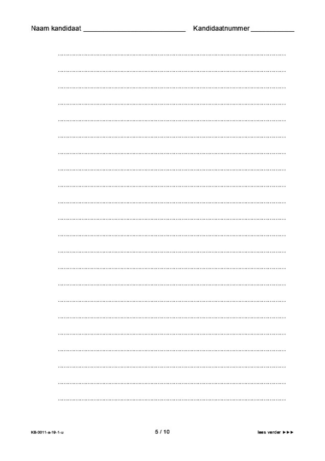 Uitwerkbijlage examen VMBO KB Nederlands 2019, tijdvak 1. Pagina 5