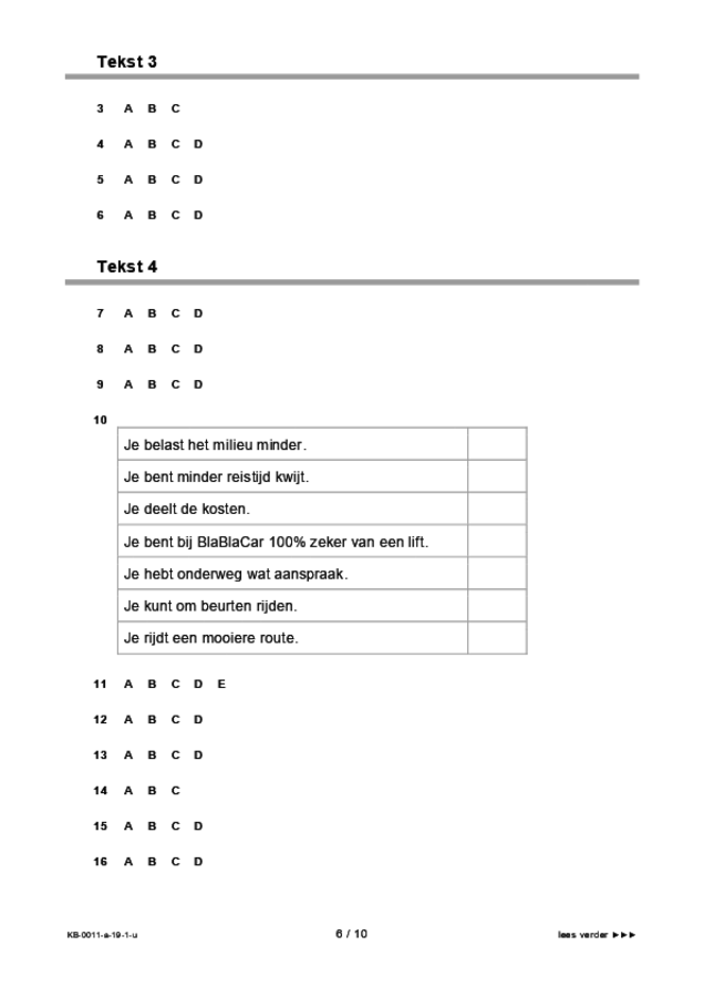 Uitwerkbijlage examen VMBO KB Nederlands 2019, tijdvak 1. Pagina 6