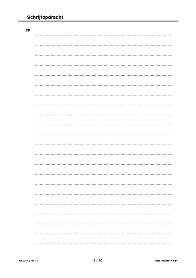 Uitwerkbijlage examen VMBO KB Nederlands 2019, tijdvak 1. Pagina 8