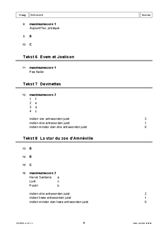 Correctievoorschrift examen VMBO KB Frans 2018, tijdvak 1. Pagina 6