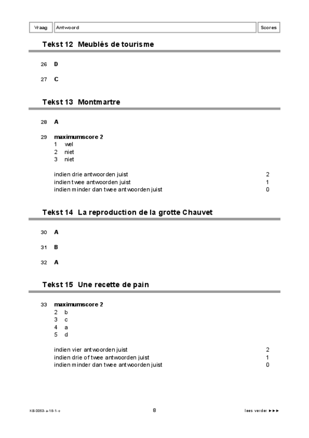 Correctievoorschrift examen VMBO KB Frans 2018, tijdvak 1. Pagina 8