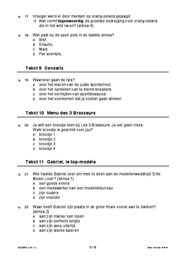 Opgaven examen VMBO KB Frans 2018, tijdvak 1. Pagina 5
