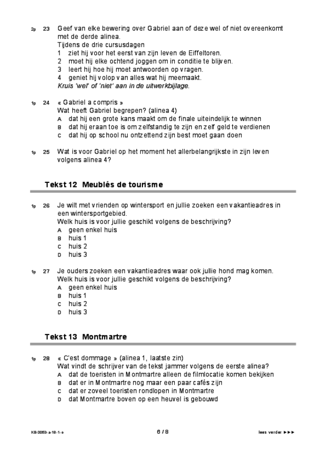 Opgaven examen VMBO KB Frans 2018, tijdvak 1. Pagina 6