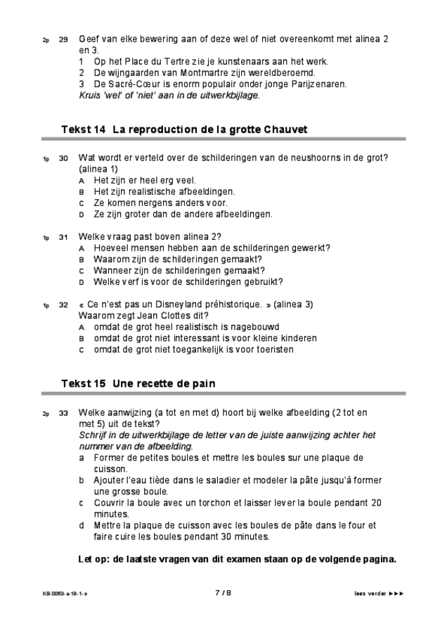 Opgaven examen VMBO KB Frans 2018, tijdvak 1. Pagina 7