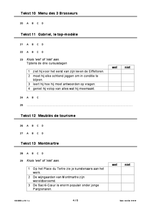 Uitwerkbijlage examen VMBO KB Frans 2018, tijdvak 1. Pagina 4