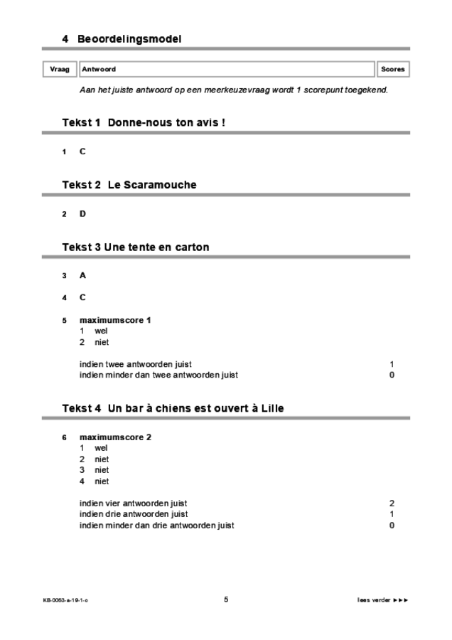 Correctievoorschrift examen VMBO KB Frans 2019, tijdvak 1. Pagina 5