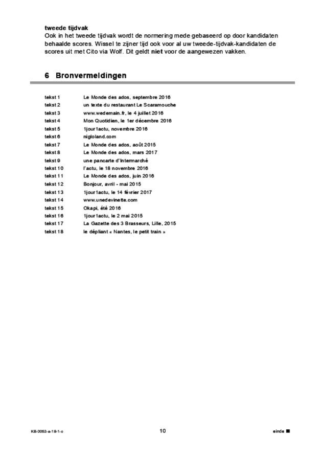 Correctievoorschrift examen VMBO KB Frans 2019, tijdvak 1. Pagina 10
