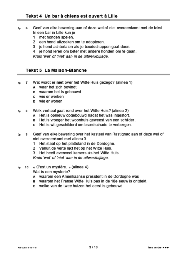 Opgaven examen VMBO KB Frans 2019, tijdvak 1. Pagina 3