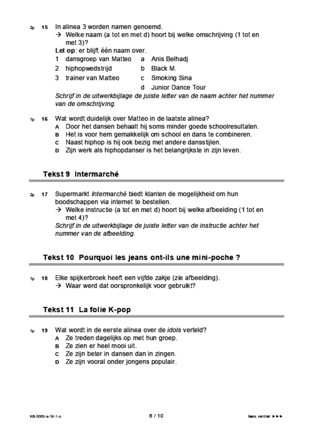 Opgaven examen VMBO KB Frans 2019, tijdvak 1. Pagina 6