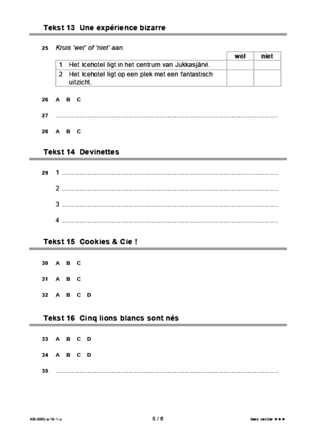 Uitwerkbijlage examen VMBO KB Frans 2019, tijdvak 1. Pagina 5