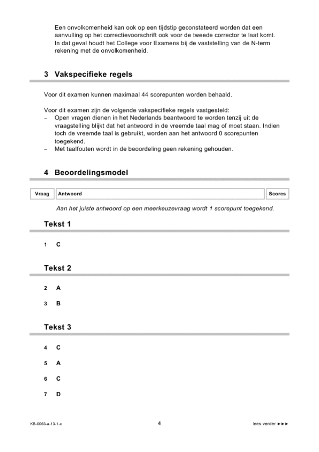 Correctievoorschrift examen VMBO KB Duits 2013, tijdvak 1. Pagina 4