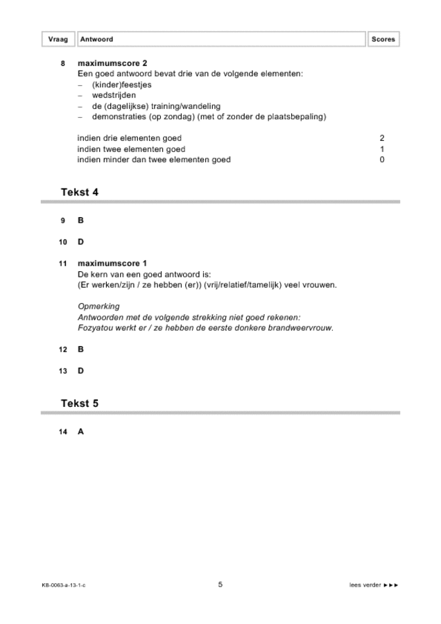 Correctievoorschrift examen VMBO KB Duits 2013, tijdvak 1. Pagina 5