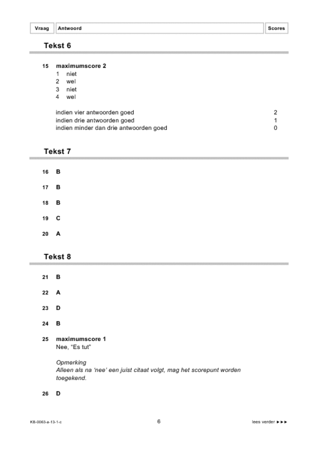 Correctievoorschrift examen VMBO KB Duits 2013, tijdvak 1. Pagina 6