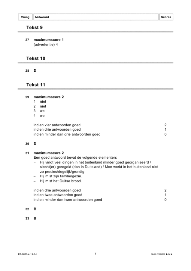 Correctievoorschrift examen VMBO KB Duits 2013, tijdvak 1. Pagina 7