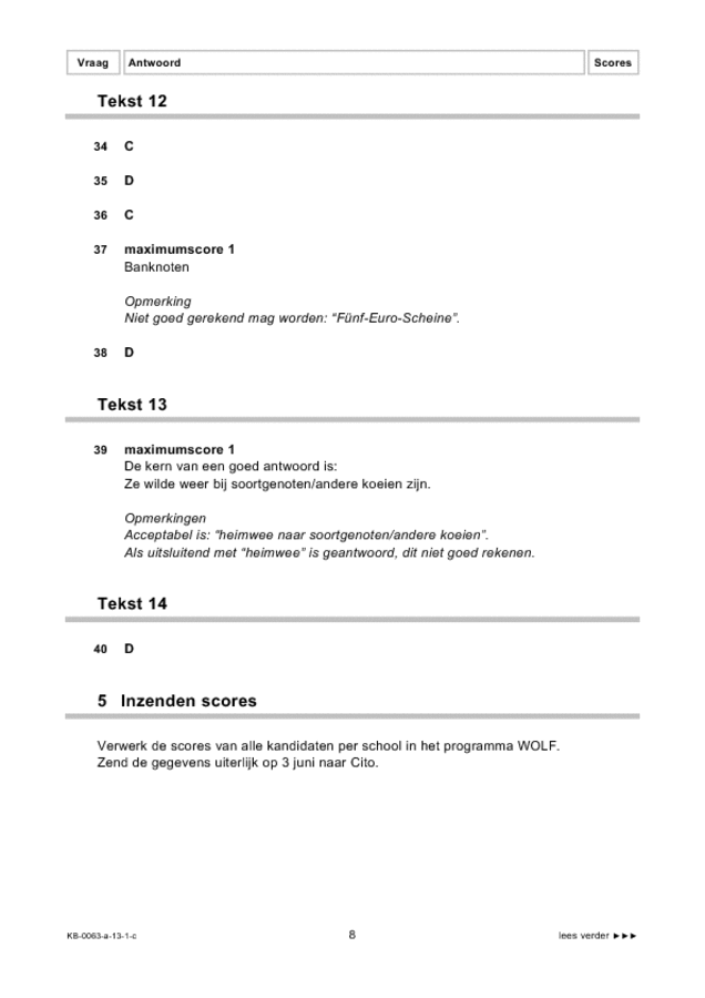 Correctievoorschrift examen VMBO KB Duits 2013, tijdvak 1. Pagina 8