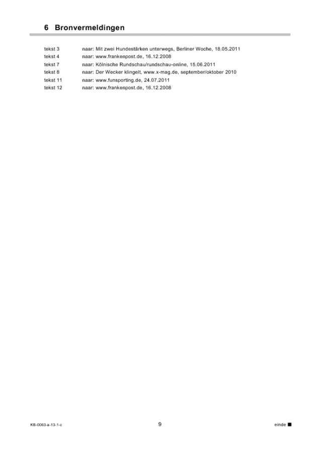 Correctievoorschrift examen VMBO KB Duits 2013, tijdvak 1. Pagina 9