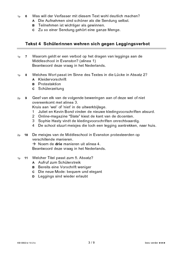 Opgaven examen VMBO KB Duits 2016, tijdvak 2. Pagina 3