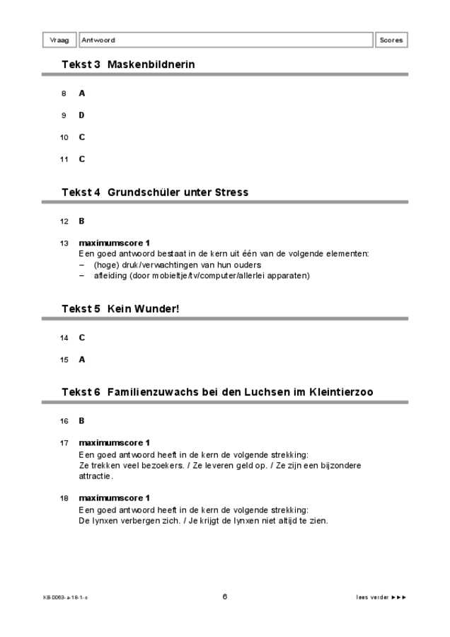 Correctievoorschrift examen VMBO KB Duits 2018, tijdvak 1. Pagina 6