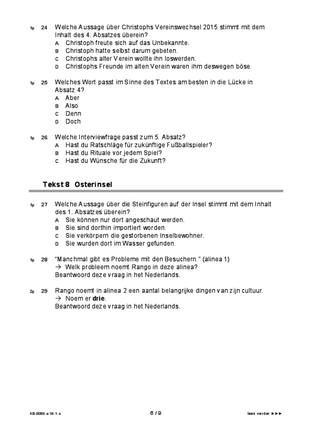 Opgaven examen VMBO KB Duits 2018, tijdvak 1. Pagina 6