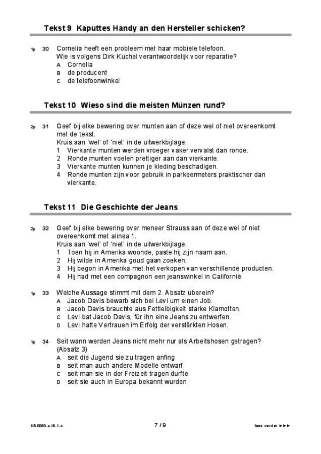 Opgaven examen VMBO KB Duits 2018, tijdvak 1. Pagina 7