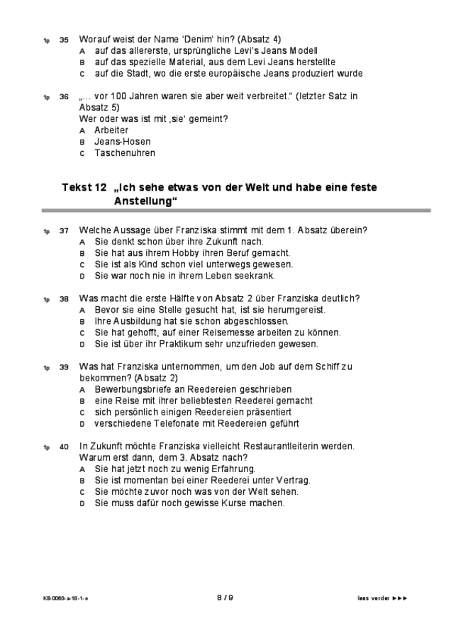 Opgaven examen VMBO KB Duits 2018, tijdvak 1. Pagina 8