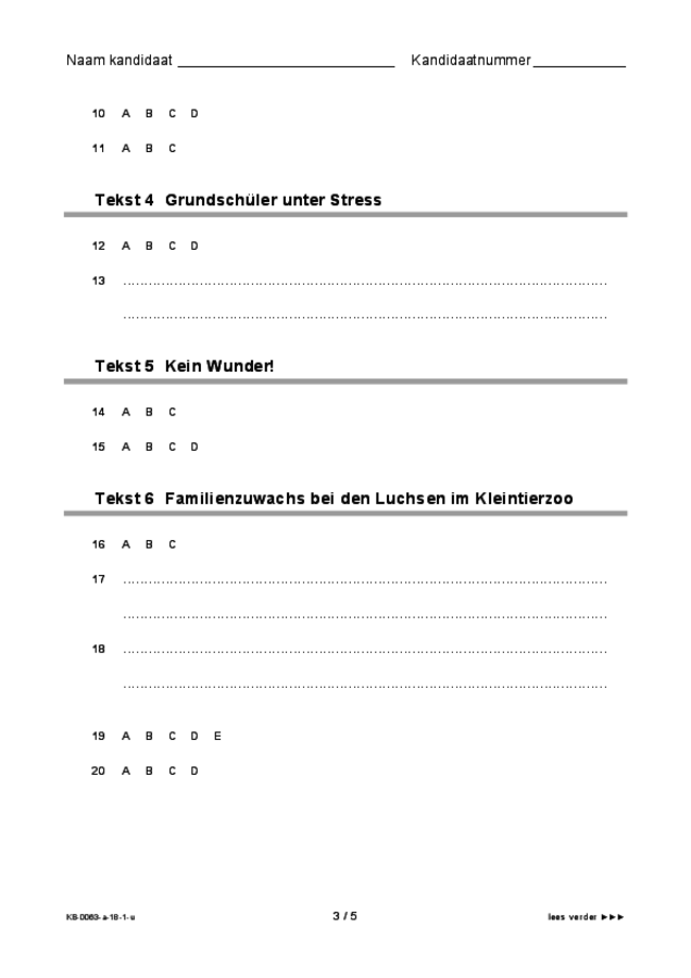 Uitwerkbijlage examen VMBO KB Duits 2018, tijdvak 1. Pagina 3