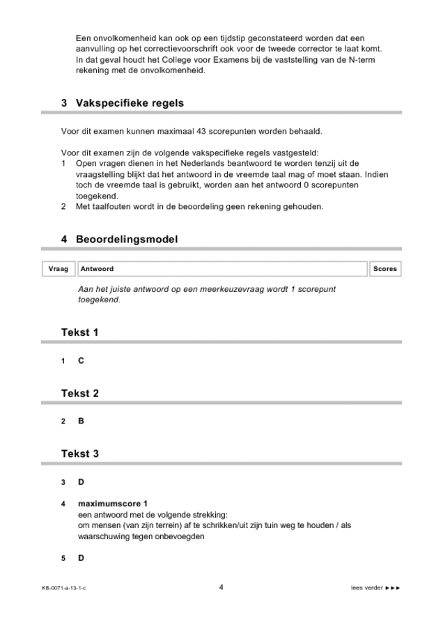 Correctievoorschrift examen VMBO KB Engels 2013, tijdvak 1. Pagina 4